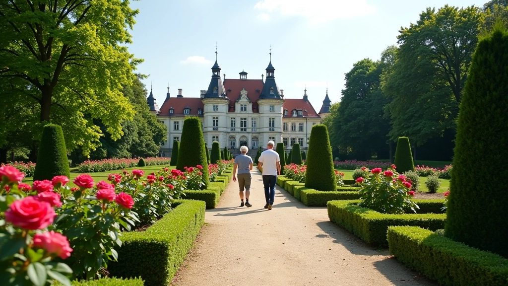 Konopišťský zámecký park s nádherným růžovým zahradním prostředím